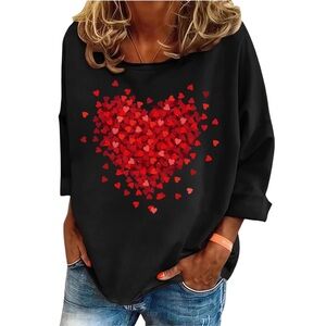 Black Heart Print Women's Top